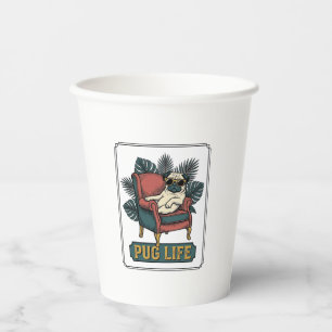 Vasos De Papel Vida de Pug Vintage Diseño de Gafas de Sol para Pe