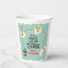 Vasos De Papel Vida pirata por TRES cumpleaños
