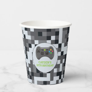 Vasos De Papel Video Game Level Up Controller Birday Party Pape