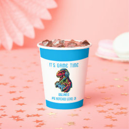 Vasos De Papel Videojuego Dinosaur Gaming Birday Party