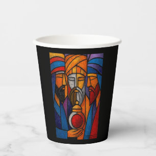 Vasos De Papel Vidrieras modernas Tres Reyes Magos en inglés