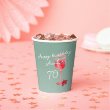 Vidrio Rojo Acuarela 70 cumpleaños