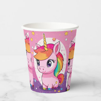 Vasos De Papel vidrio unicornio para fiesta