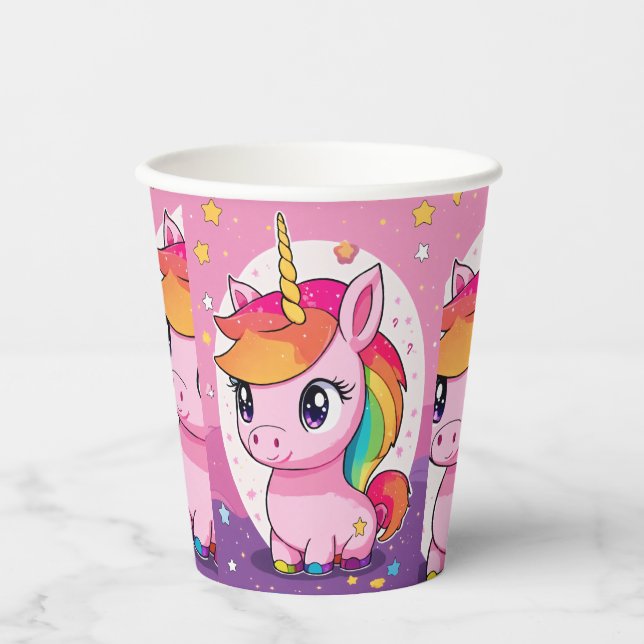 Vasos De Papel vidrio unicornio para fiesta (Anverso)