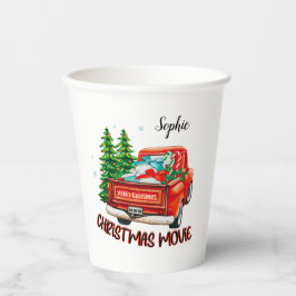 Vasos De Papel Vieja película de Navidades de camiones rojos