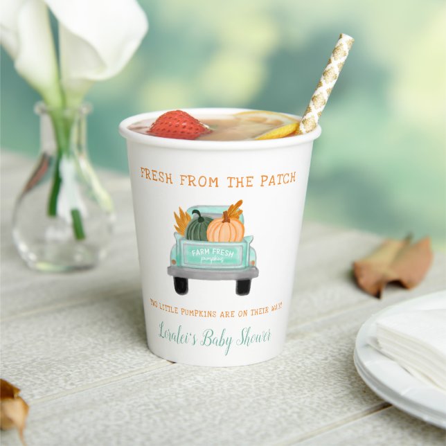 Vasos De Papel Viejo Camión Con Dos Calabazas Caen Gemelos Baby S (in situ)