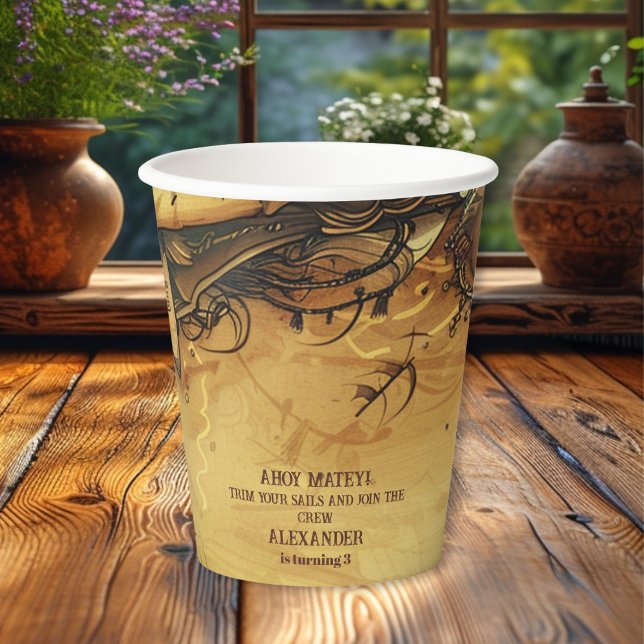 Vasos De Papel Viejo mapa del partido de cumpleaños del pirata Vi (Subido por el creador)