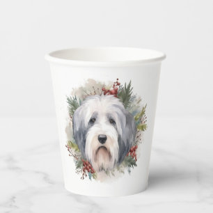 Vasos De Papel Viejos Navidades de Sheepdog ingleses escriben pre