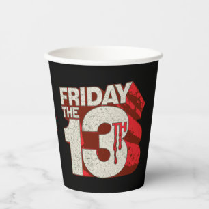 Vasos De Papel Viernes 13   Logotipo 3D apilado de sangrado