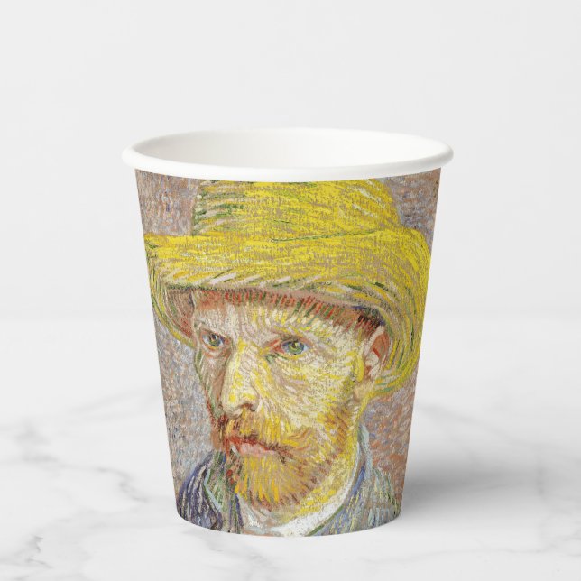 Vasos De Papel Vincent van Gogh - Autorretrato con Gorra de paja (Anverso)