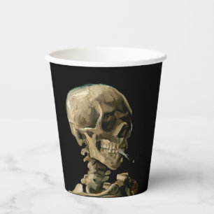 Vasos De Papel Vincent van Gogh - Calavera con cigarrillo en llam