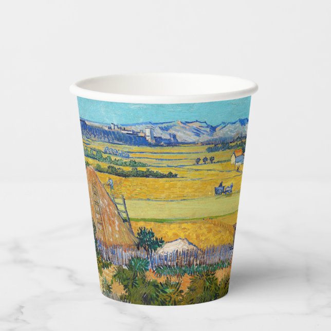 Vasos De Papel Vincent van Gogh - Cosecha en La Crau (Anverso)