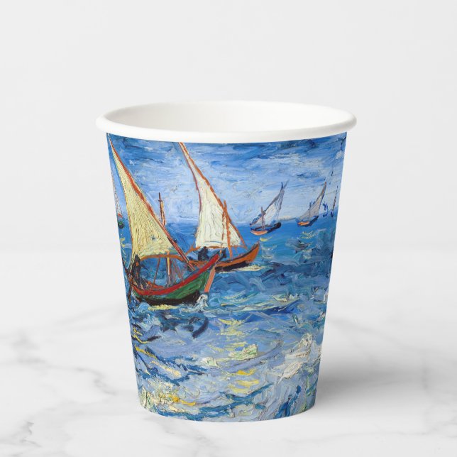 Vasos De Papel Vincent van Gogh - El paisaje marino de Saintes-Ma (Anverso)