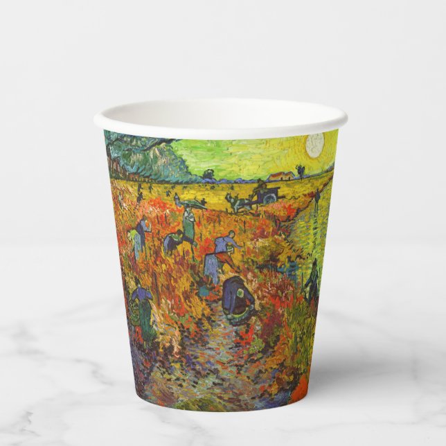 Vasos De Papel Vincent van Gogh - El Viñedo Rojo (Anverso)