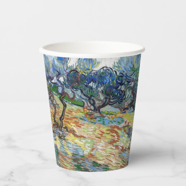 Vasos De Papel Vincent van Gogh - Olivos: Cielo azul brillante (Anverso)