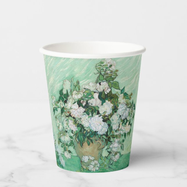 Vasos De Papel Vincent van Gogh - Rosas (Anverso)
