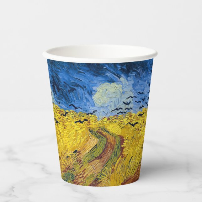 Vasos De Papel Vincent van Gogh - Wheatfield con cuervos (Anverso)