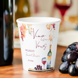 Vasos De Papel Vino antes de los votos ducha de novia impresa