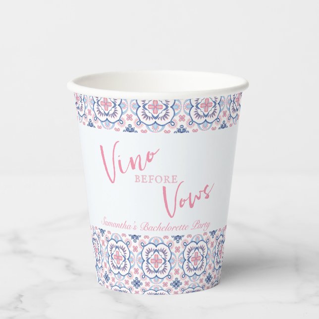 Vasos De Papel Vino antes de Vows Wine Bachelorette (Anverso)