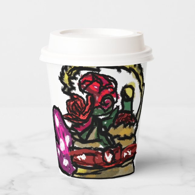 Vasos De Papel Vino y valentina rosa (Anverso)