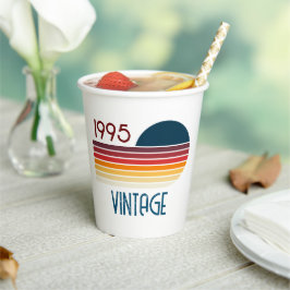 Vasos De Papel Vintage 1995 Retro Stripe Sun 30 cumpleaños