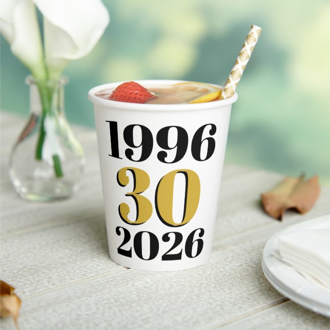 Vasos De Papel Vintage 1996 Milestone 30th Birthday (in situ)