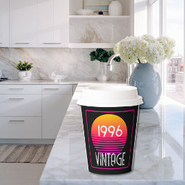 Vasos De Papel Vintage 1996 Neon Retro Stripe Sun 30th Birthday