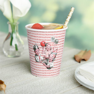 Vasos De Papel Vintage 50s Hooray! Niños taza de papel de cumplea