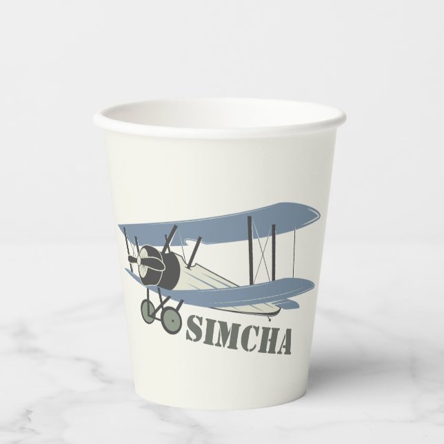 Vasos De Papel Vintage Airplane  (Anverso)