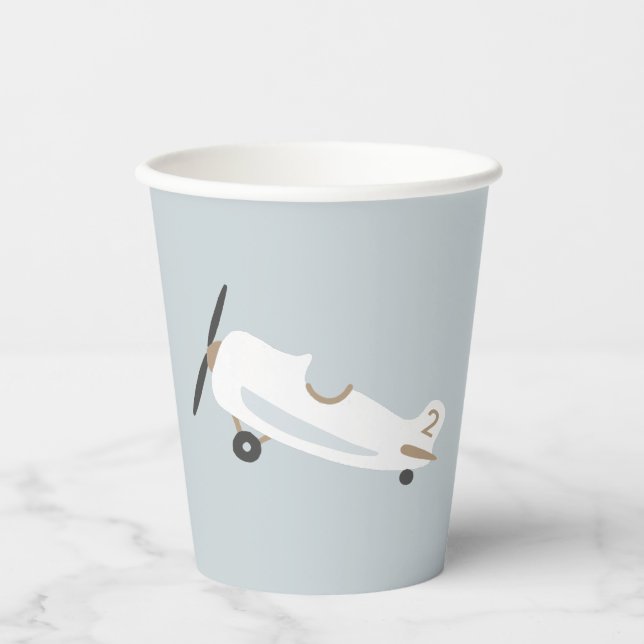 Vasos De Papel Vintage Airplane Personalised Boys Birthday (Anverso)