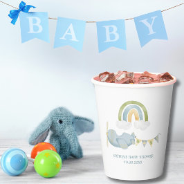 Vasos De Papel Vintage Airplane Rainbow Clouds Boy Baby Shower 