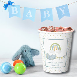 Vasos De Papel Vintage Airplane Rainbow Clouds Boy Baby Shower 