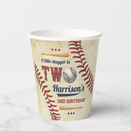 Vasos De Papel Vintage Béisbol Boys 2º cumpleaños