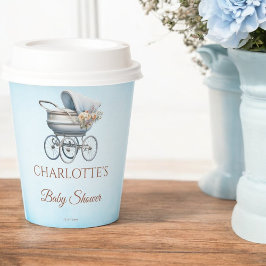 Vasos De Papel Vintage Blue Classic Boy Baby Shower