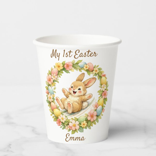 Vasos De Papel Vintage Bunny My First Easter (Anverso)