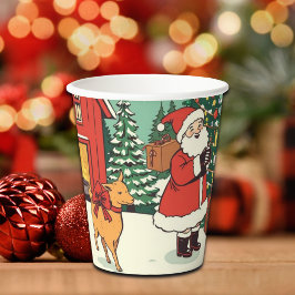Vasos De Papel Vintage Christmas Illustration