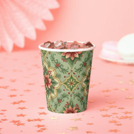 Vasos De Papel Vintage Christmas Poinsettia
