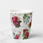 Vasos De Papel Vintage Christmas Rosa Joyeux Noel Ephemera<br><div class="desc">Elegante y ricamente detallada composición floral vintage de Navidad sin fisuras con tipografía "Joyeux Noel",  escritura manuscrita,  gráfico postal,  hueco,  mistletoe,  y rosas de color rojo y marfil profundo con antecedentes de pergamino envejecido.</div>