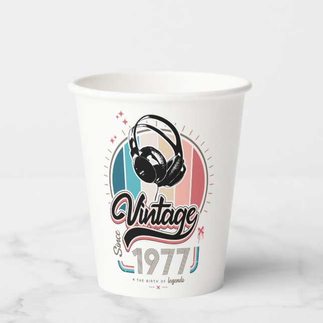 Vasos De Papel Vintage desde audífonos de 1977 (Anverso)