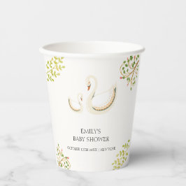 Vasos De Papel Vintage Floral Greenery Swan Baby Shower
