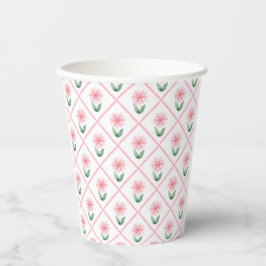 Vasos De Papel Vintage floral style print with tiny pink flowers