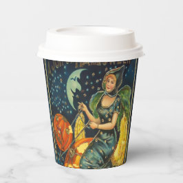 Vasos De Papel Vintage Halloween Witch Poster