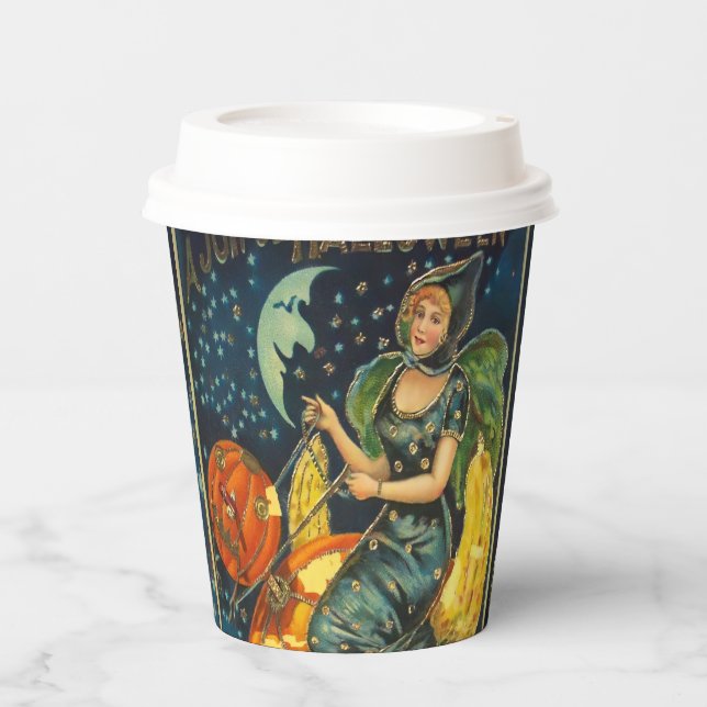 Vasos De Papel Vintage Halloween Witch Poster (Anverso)