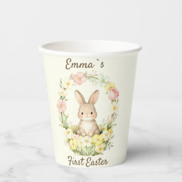 Vasos De Papel Vintage My First Easter Bunny Floral Wreath