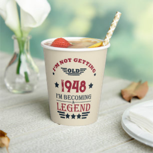 Vasos De Papel Vintage personalizado de 75 años
