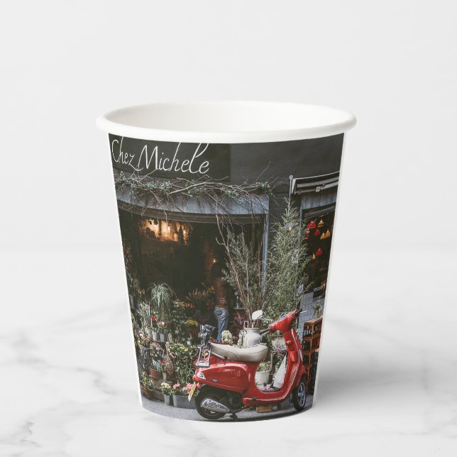 Vasos De Papel Vintage Red Motor Scooter           (Anverso)