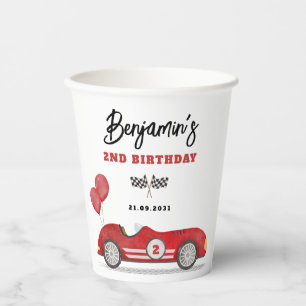 Vasos De Papel Vintage Red Race Car Two Fast Boy Birday Party