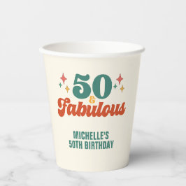 Vasos De Papel Vintage Retro 50 And Fabulous Birthday