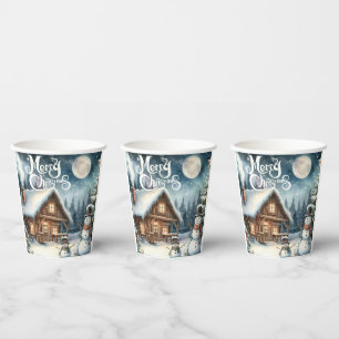 Vasos De Papel Vintage/Rustic/Snowman/Navidades