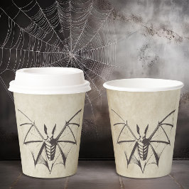 Vasos De Papel Vintage Skeletal Bat Halloween